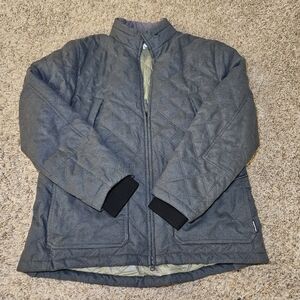 Vineyard Vines Womens Size XL Quilted Puffer Coat Jacket Gray Chore Hidden Hood